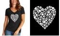 LA Pop Art Women's Word Art Paw Prints Heart V-Neck T-Shirt